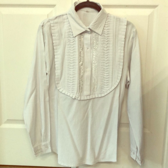 Emilia Collection Hand Embroidered Tuxedo Top - Picture 1 of 3